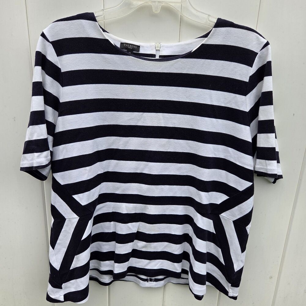 Talbots Women’s Blouse Size XL  Abstract Striped Nautical Office Casual